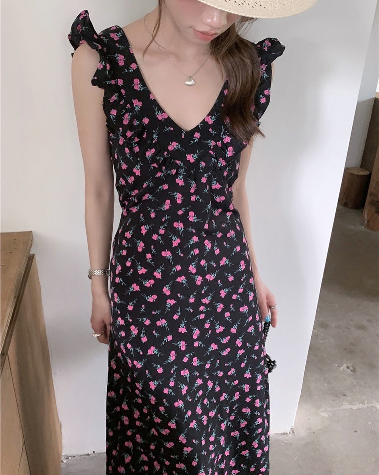 Flutter Sleeve Floral Print Dress