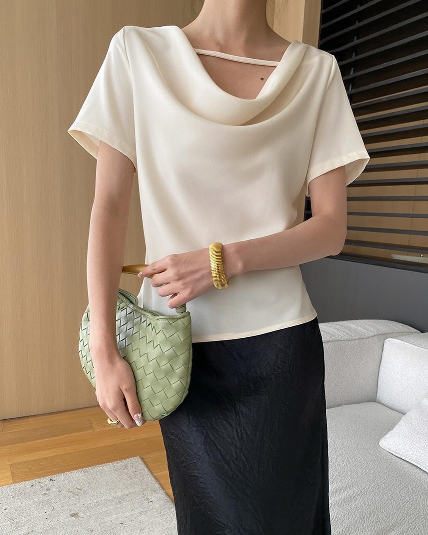 法式優雅緞面上衣