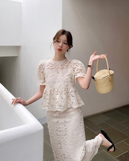 Cut-out Crochet Embroidered Set