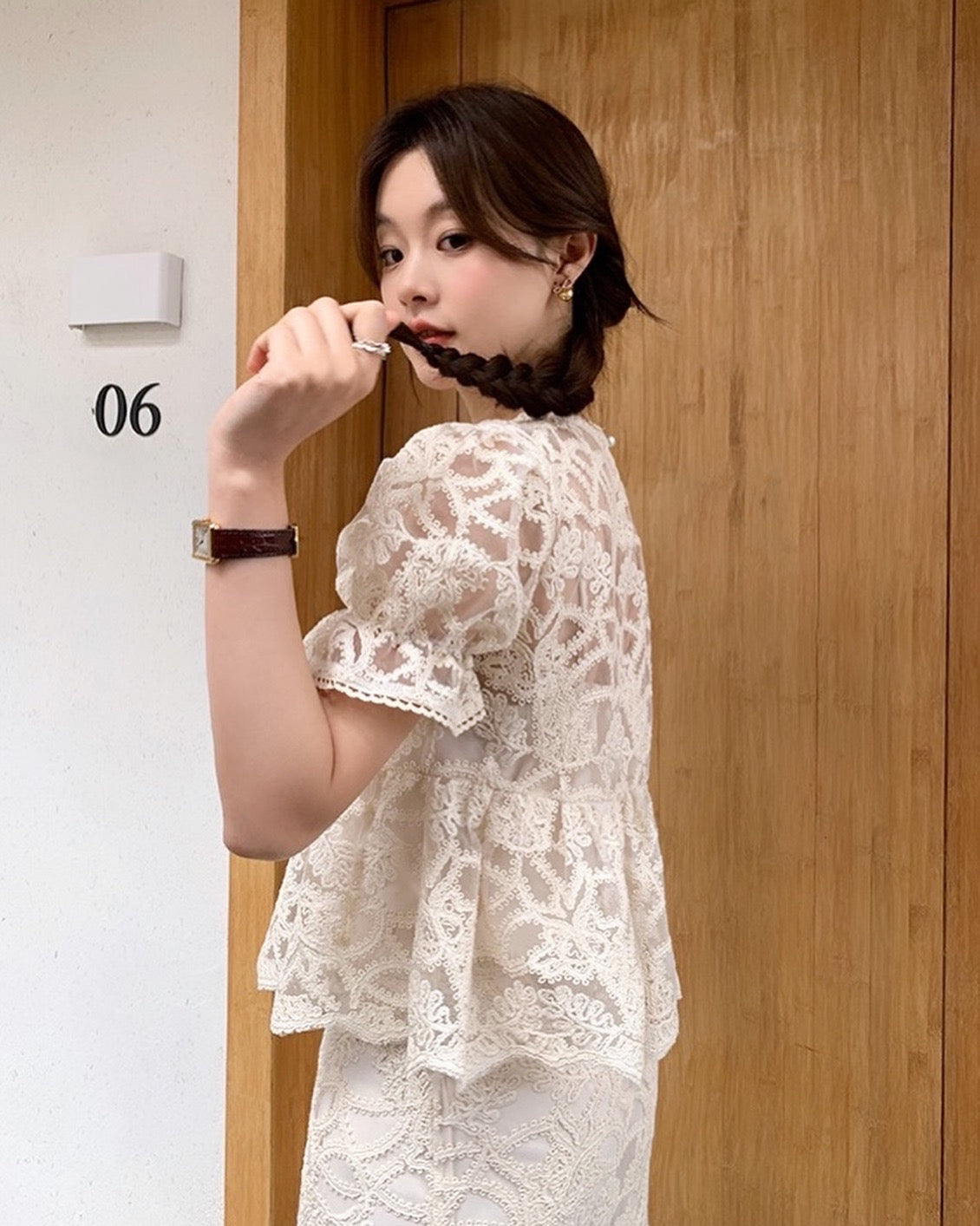 Cut-out Crochet Embroidered Set