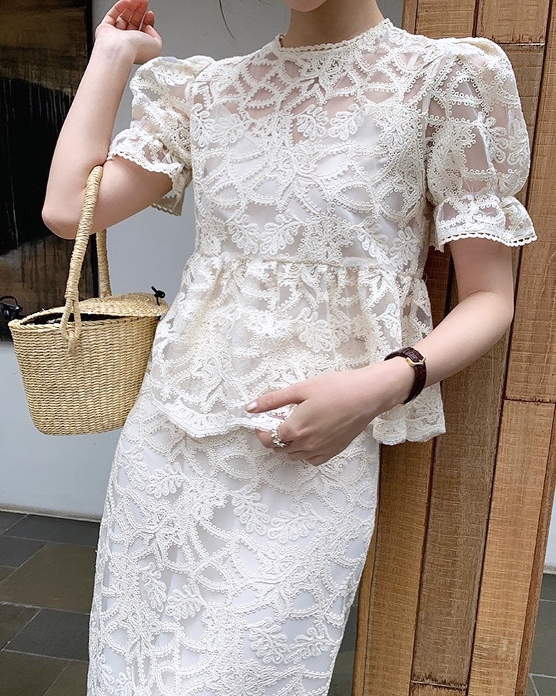 Cut-out Crochet Embroidered Set