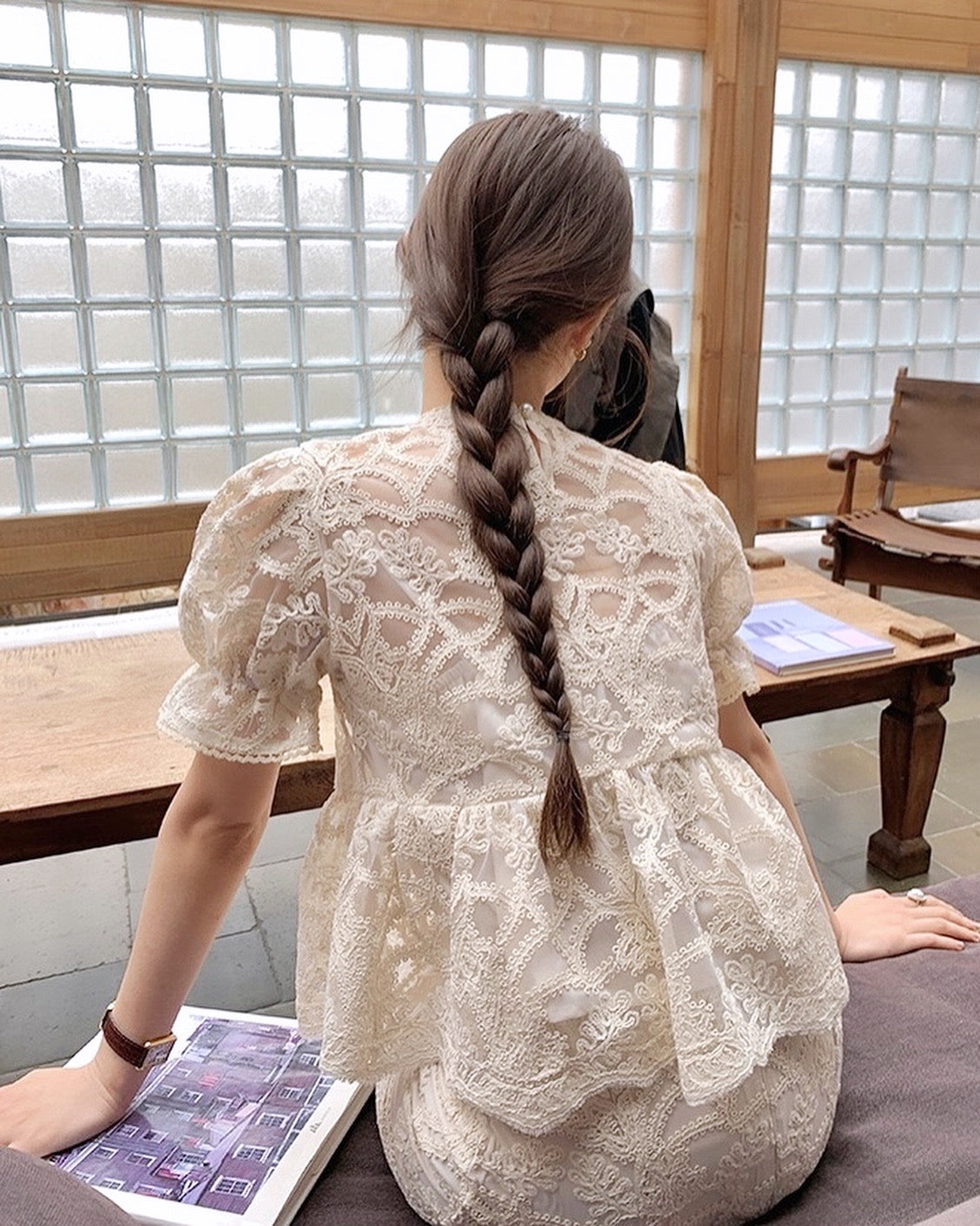 Cut-out Crochet Embroidered Set