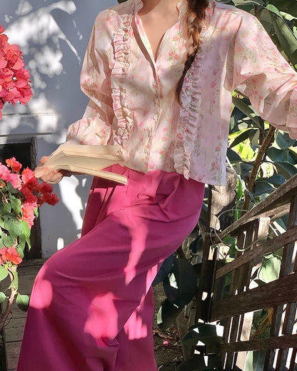 フレンチフラワーブラウス