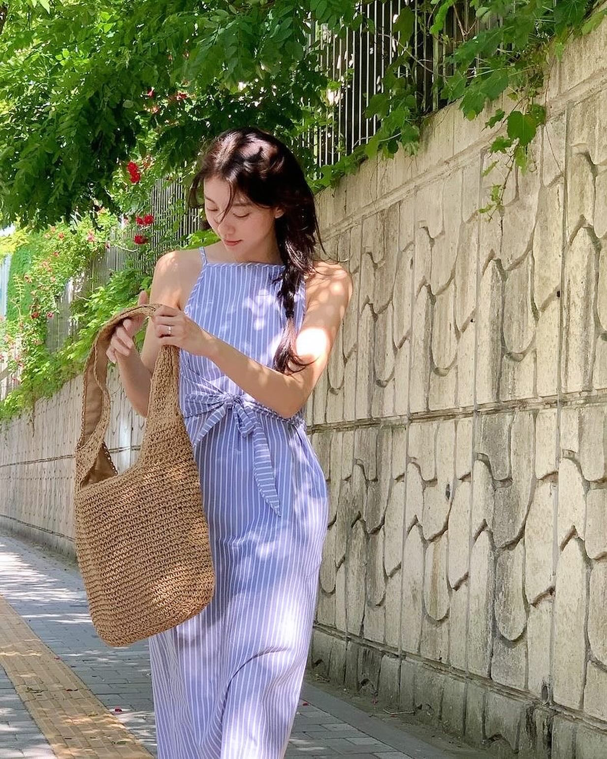 Square Neck Striped Spaghetti Strap Dress