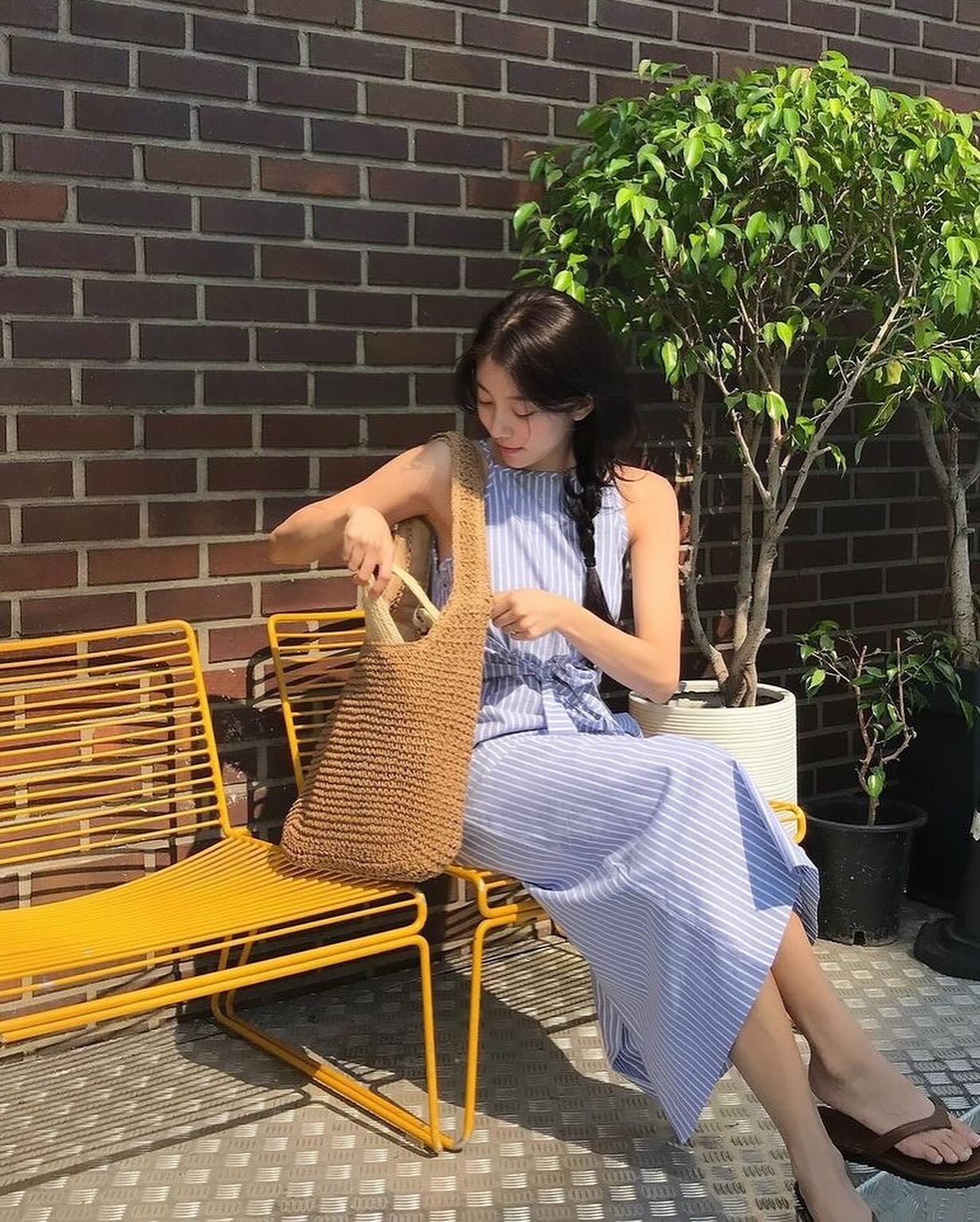 Square Neck Striped Spaghetti Strap Dress