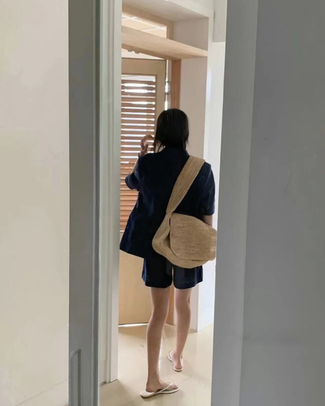 リネンのスーツショートパンツセットアップ