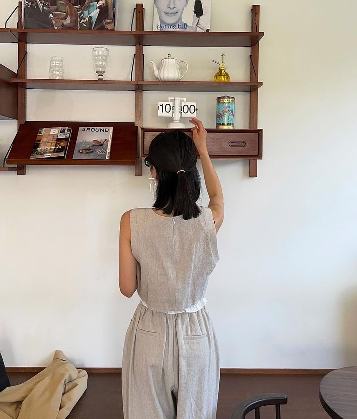 復古花邊背心+長闊腿褲set