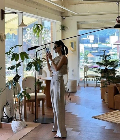 復古花邊背心+長闊腿褲set