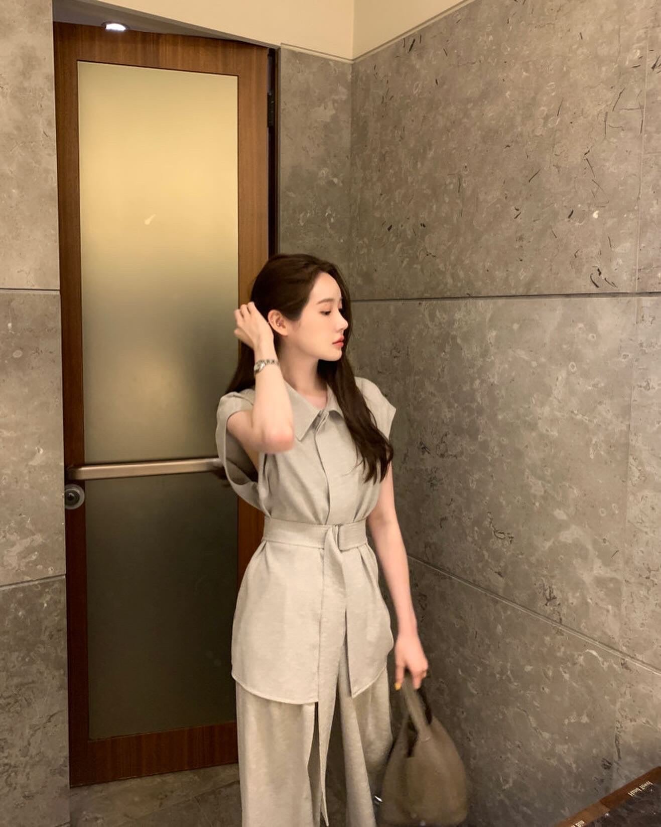 翻領背心綁帶高腰褲set裝