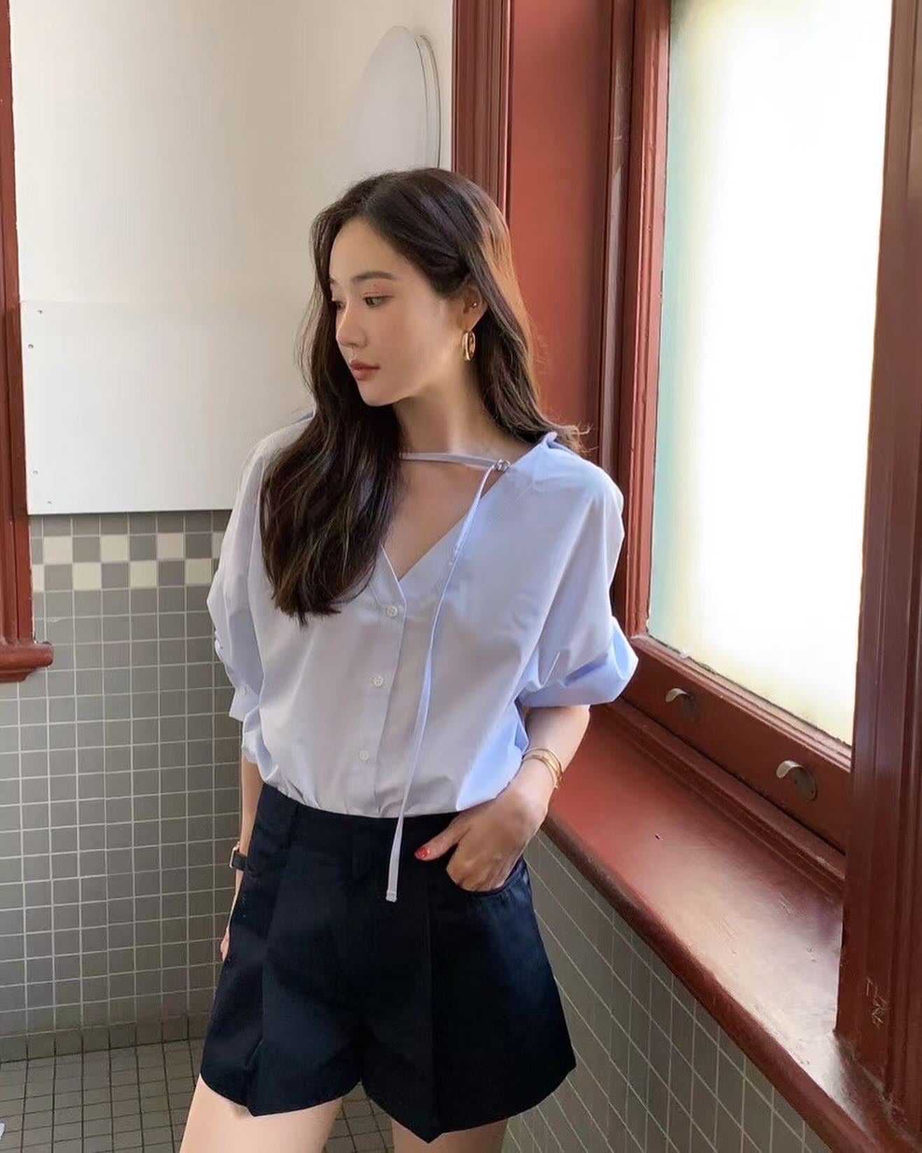 V-neck Buttoned Shirt