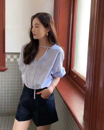 V-neck Buttoned Shirt