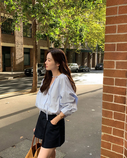 V-neck Buttoned Shirt