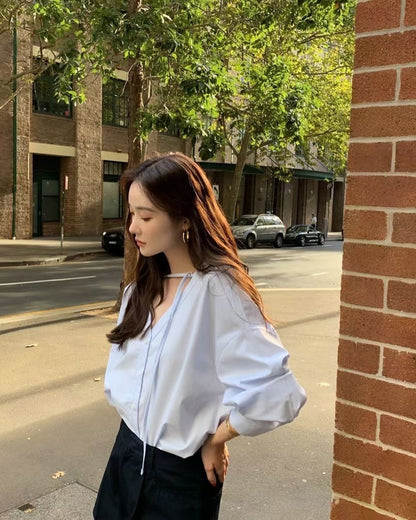 V-neck Buttoned Shirt