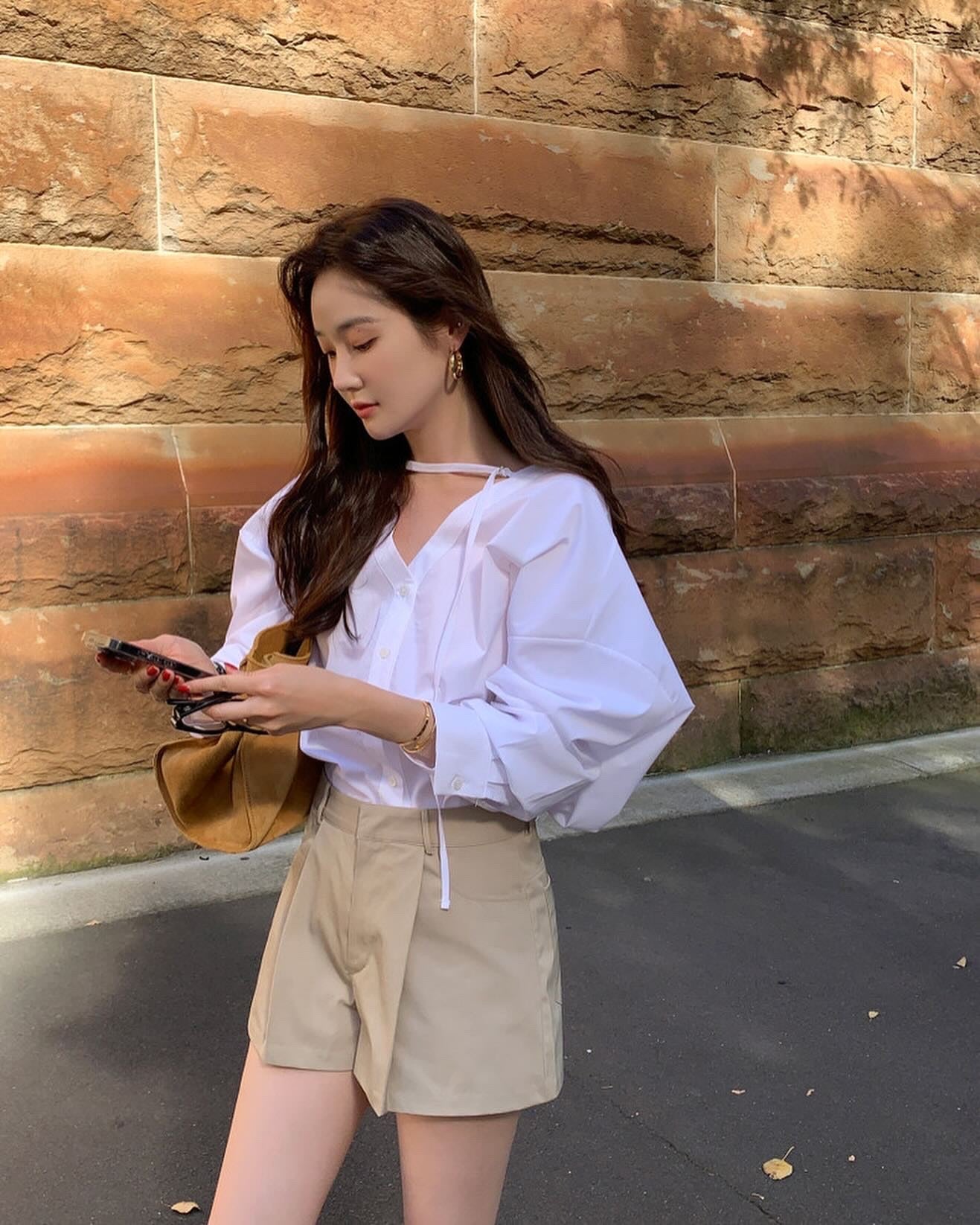 V-neck Buttoned Shirt