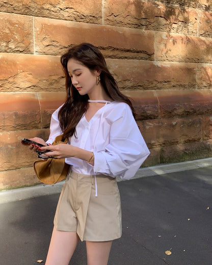 V-neck Buttoned Shirt