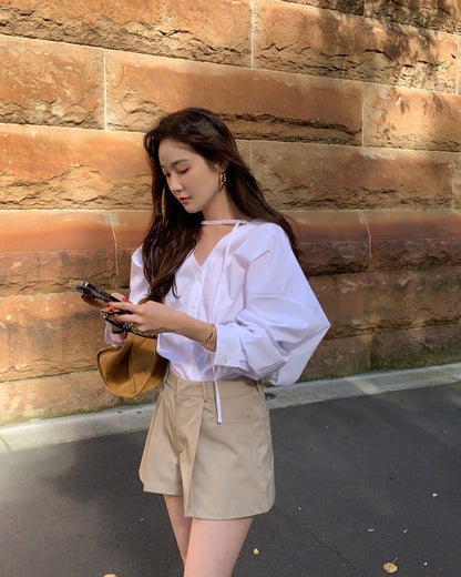 V-neck Buttoned Shirt