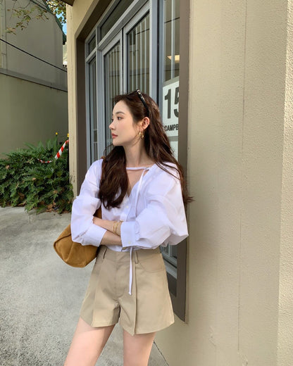 V-neck Buttoned Shirt