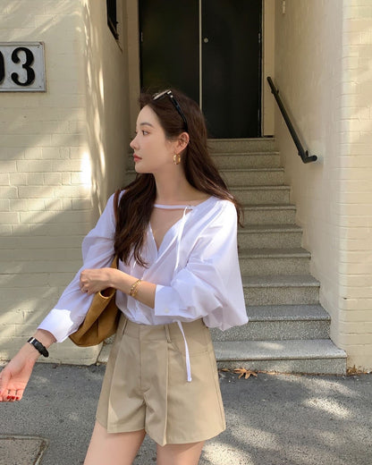 V-neck Buttoned Shirt