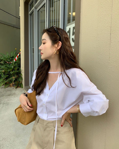 V-neck Buttoned Shirt