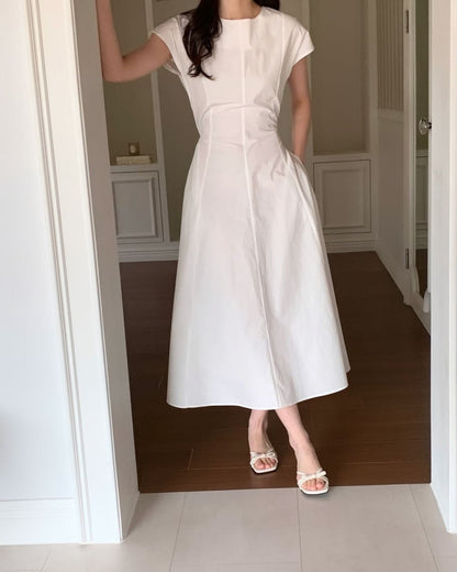 Tie-waist short-sleeve dress