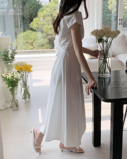 Tie-waist short-sleeve dress
