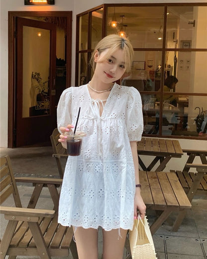 French Cut-out Babydoll Top