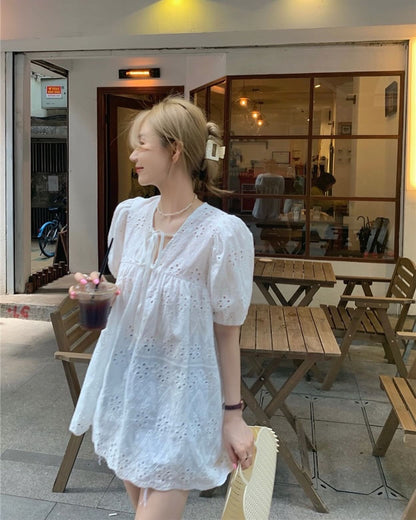 French Cut-out Babydoll Top