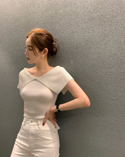 修身露肩針織top