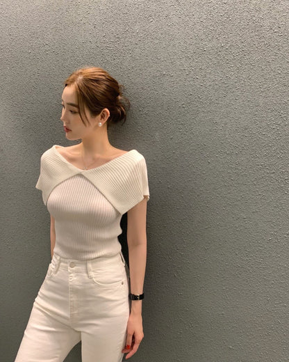 修身露肩針織top