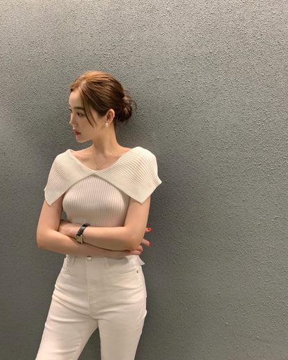 修身露肩針織top
