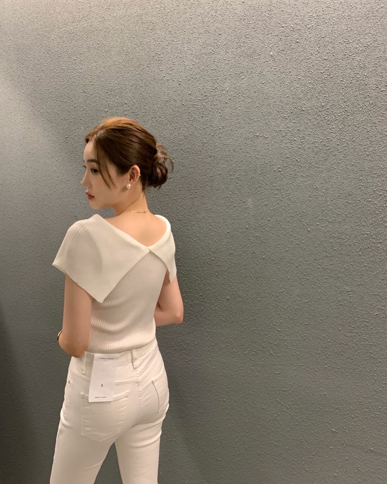 修身露肩針織top