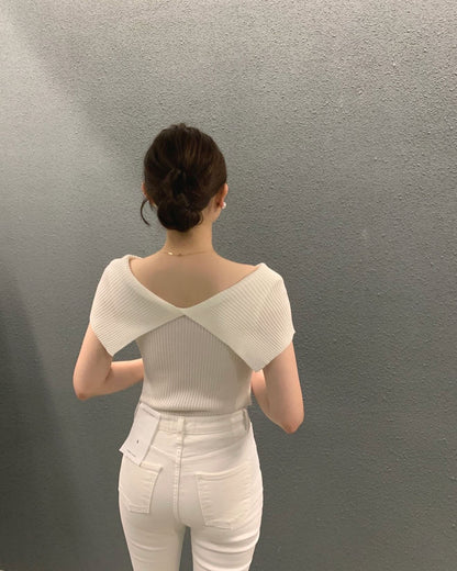 修身露肩針織top