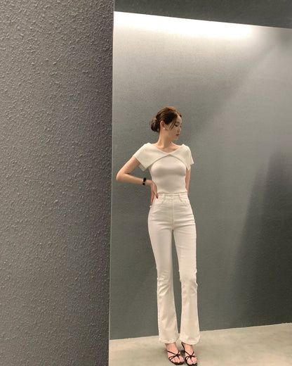 修身露肩針織top