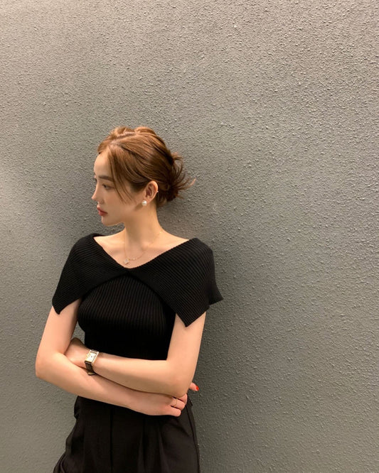 修身露肩針織top