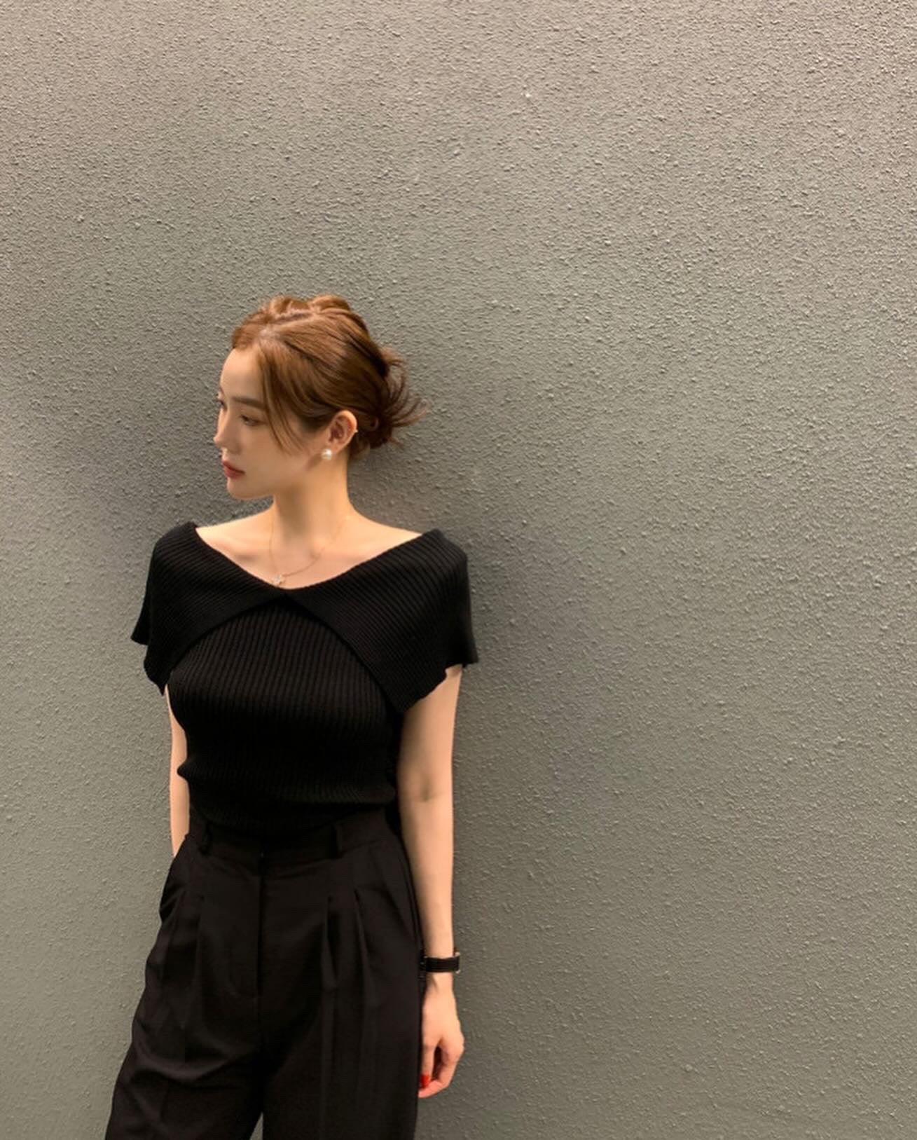 修身露肩針織top