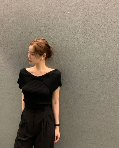 修身露肩針織top
