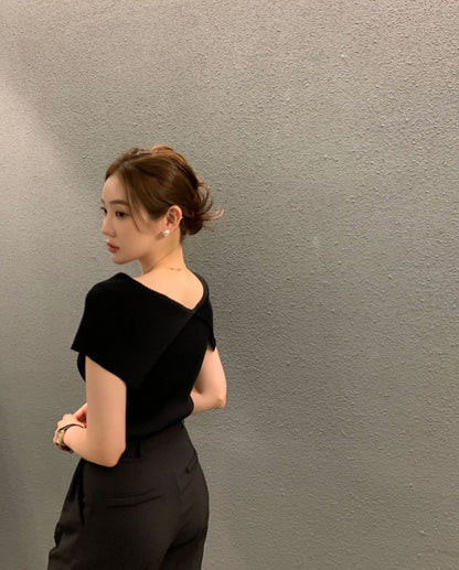 修身露肩針織top
