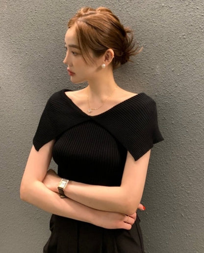 修身露肩針織top