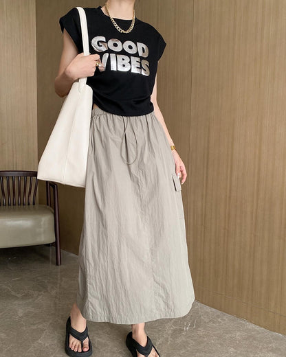 A-line utility midi skirt