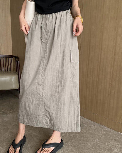 A-line utility midi skirt