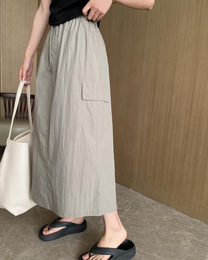 A-line utility midi skirt