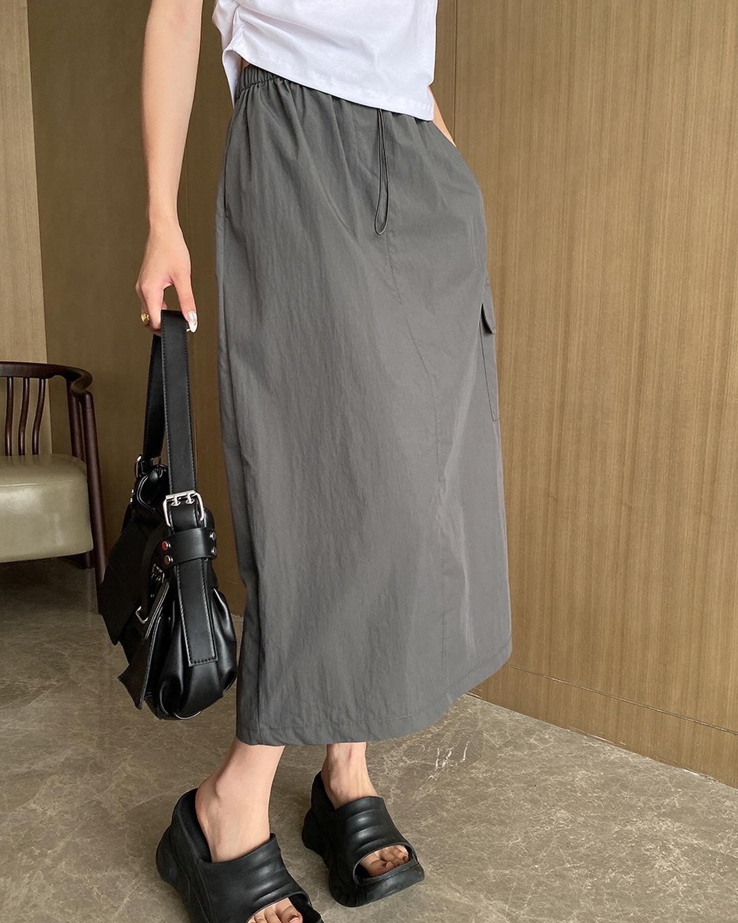 A-line utility midi skirt
