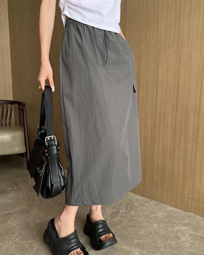 A-line utility midi skirt