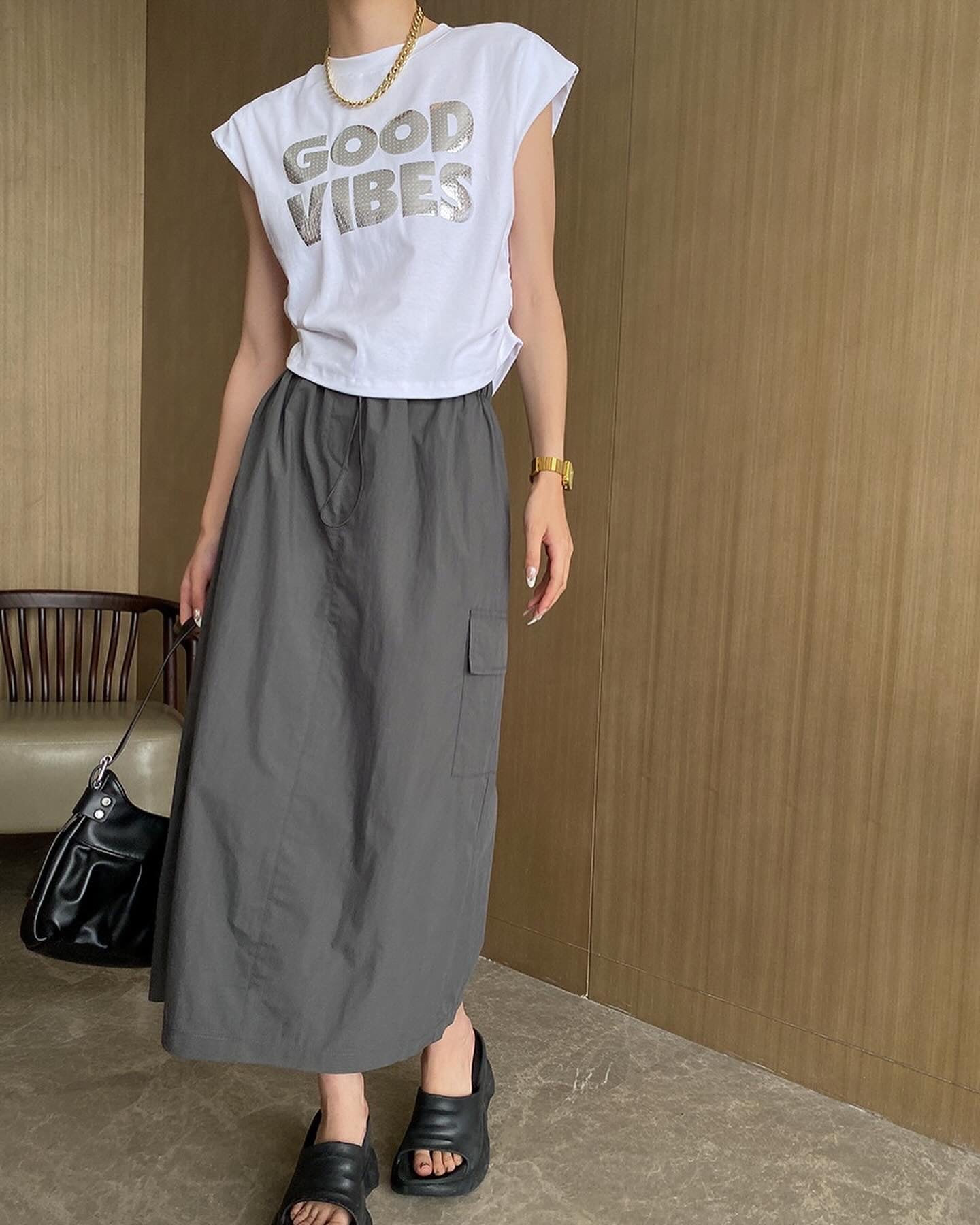A-line utility midi skirt
