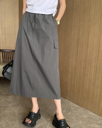 A-line utility midi skirt