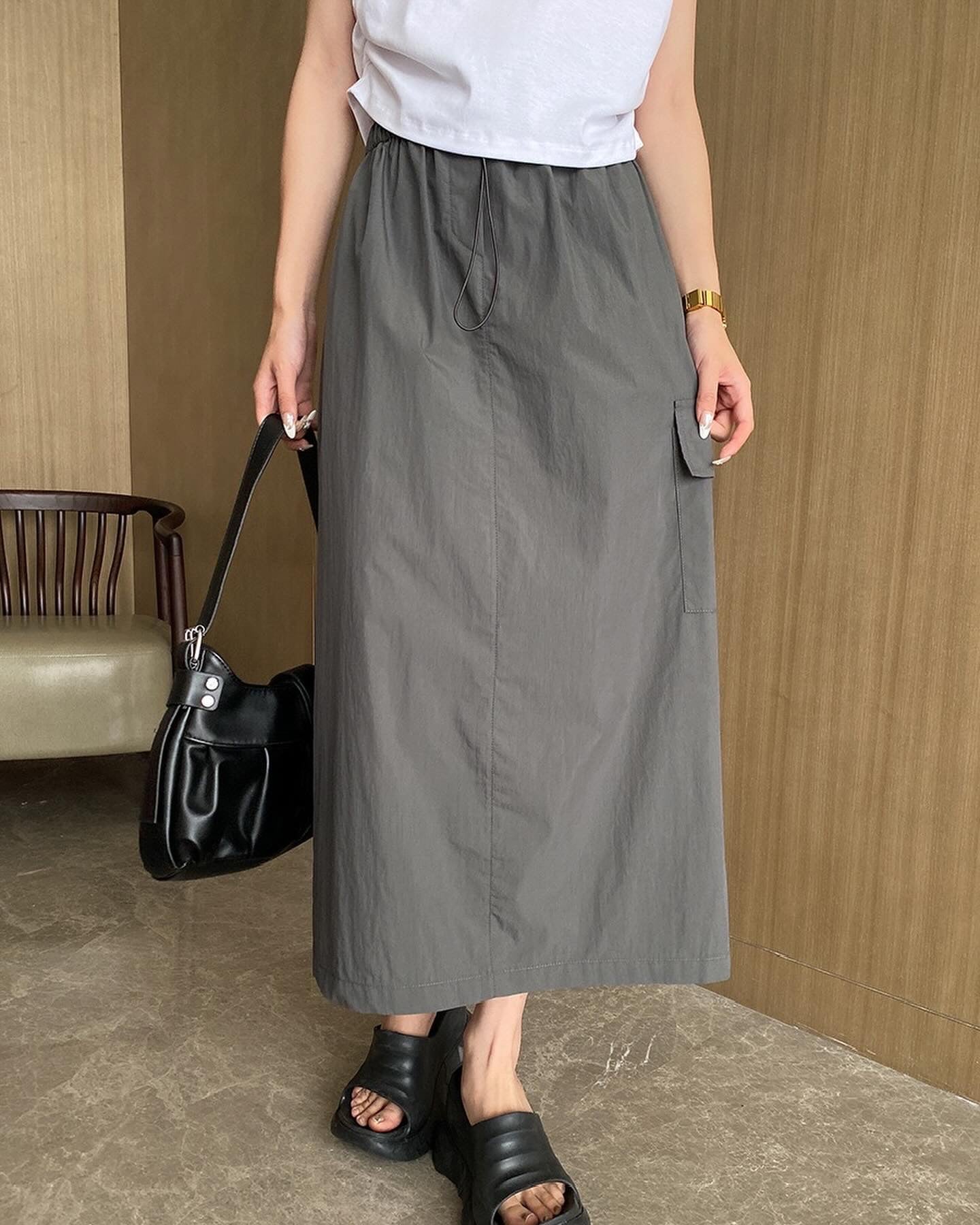 A-line utility midi skirt