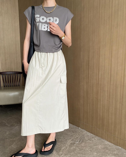 A-line utility midi skirt