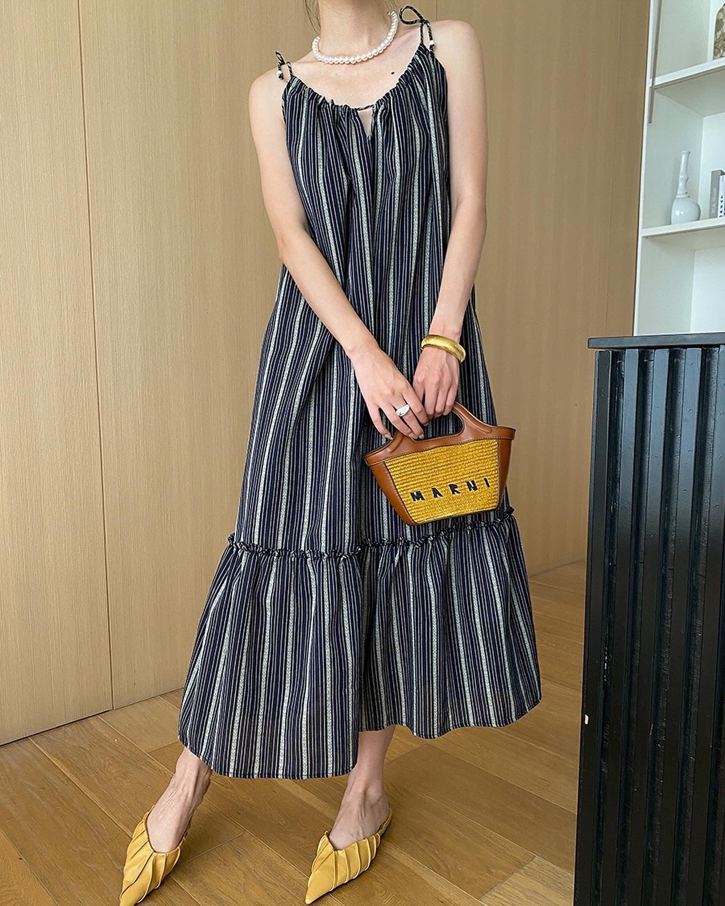 Striped Fabric Maxi Dress