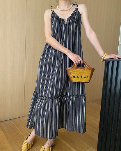 Striped Fabric Maxi Dress