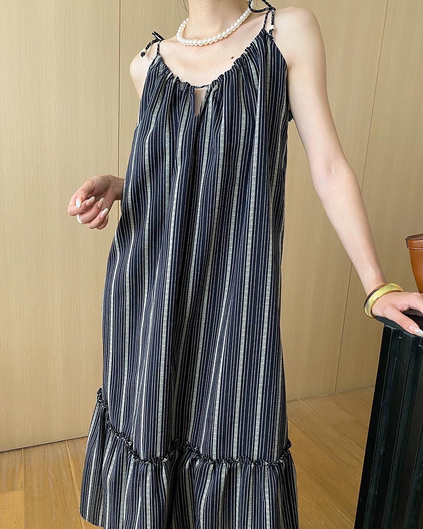 Striped Fabric Maxi Dress